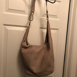 Hobo International Large Beige Velvet Hide Leather